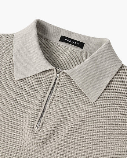 Men's Textured Zip Knit Sweater - Khaki