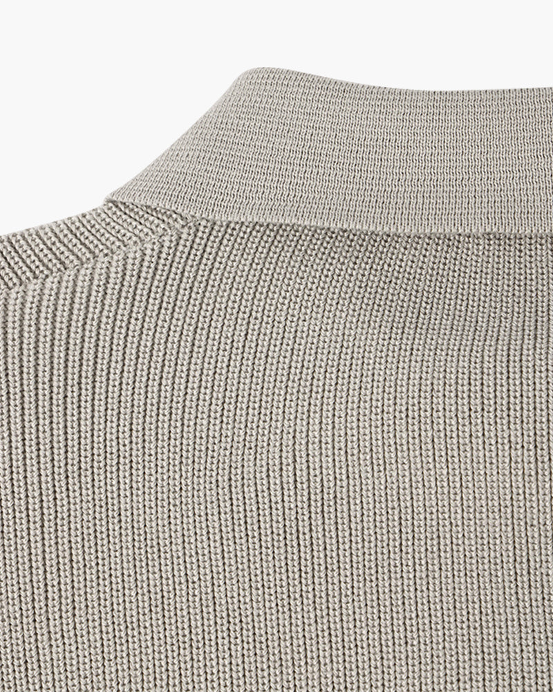 Men's Textured Zip Knit Sweater - Khaki