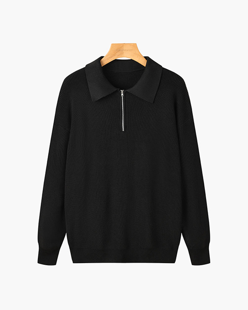 Men's Textured Zip Knit Sweater
