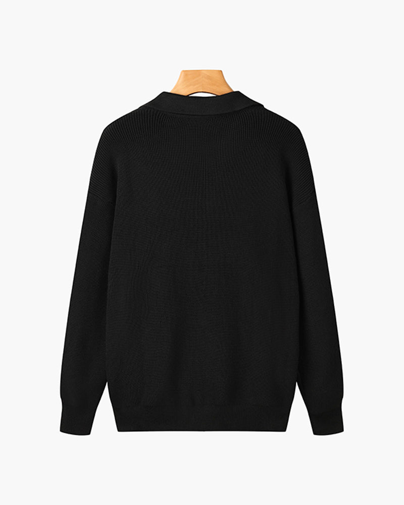 Men's Textured Zip Knit Sweater