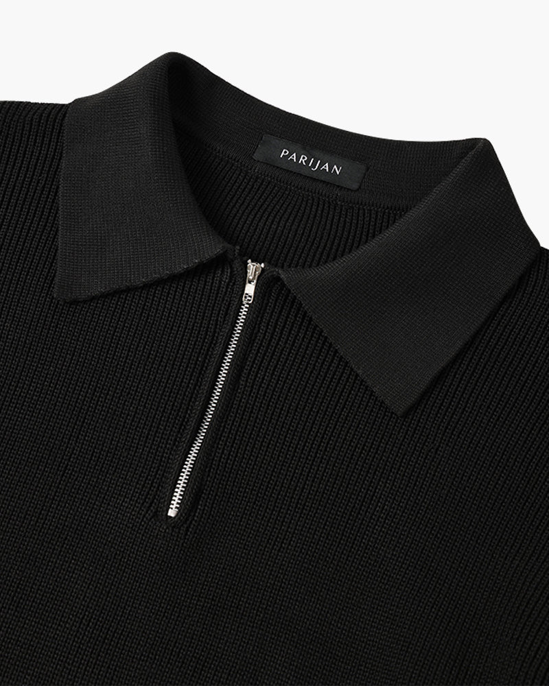 Men's Textured Zip Knit Sweater