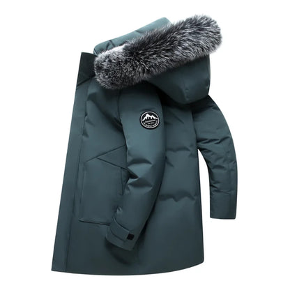 Men's Faux Fur Hooded Parka - Black