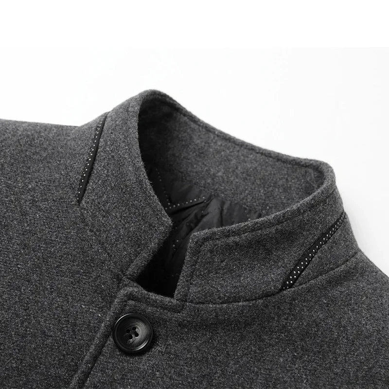 Men's Mid Length Button Coat - Burgundy
