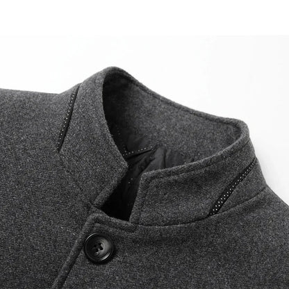 Men's Mid Length Button Coat - Burgundy