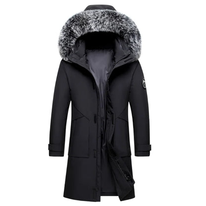 Men's Faux Fur Hooded Parka - Black