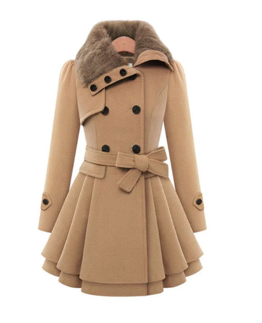 Women's Tailored Winter Coat - Beige