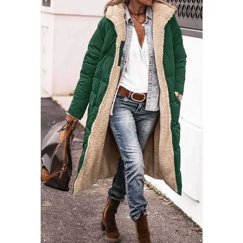 Women's Reversible Winter Coat - Army Green
