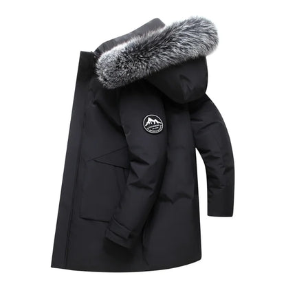 Men's Faux Fur Hooded Parka - Black