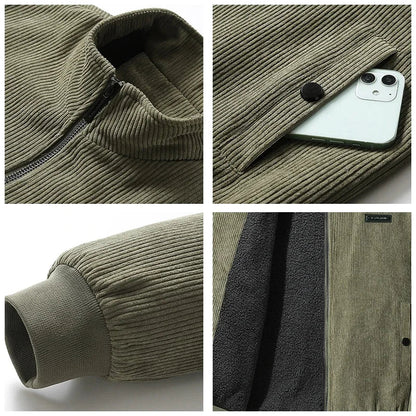 Men's Corduroy Fleece Lined Jacket - Khaki