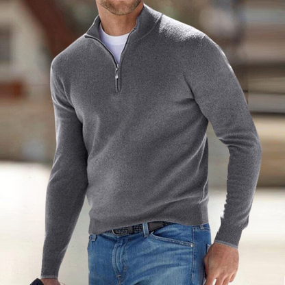 Men's Zip Up Knit Pullover - Black