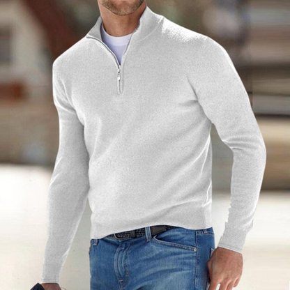 Men's Zip Up Knit Pullover - Black