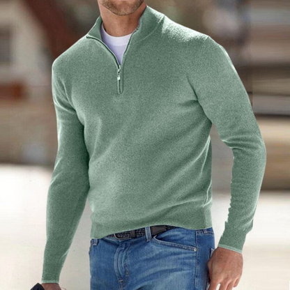 Men's Zip Up Knit Pullover - Black
