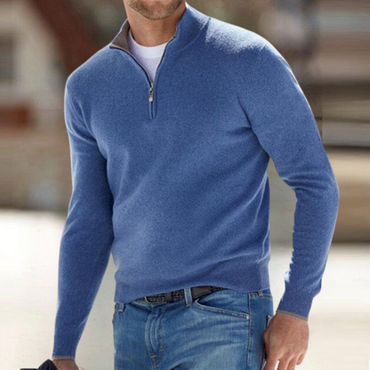 Men's Zip Up Knit Pullover - Black
