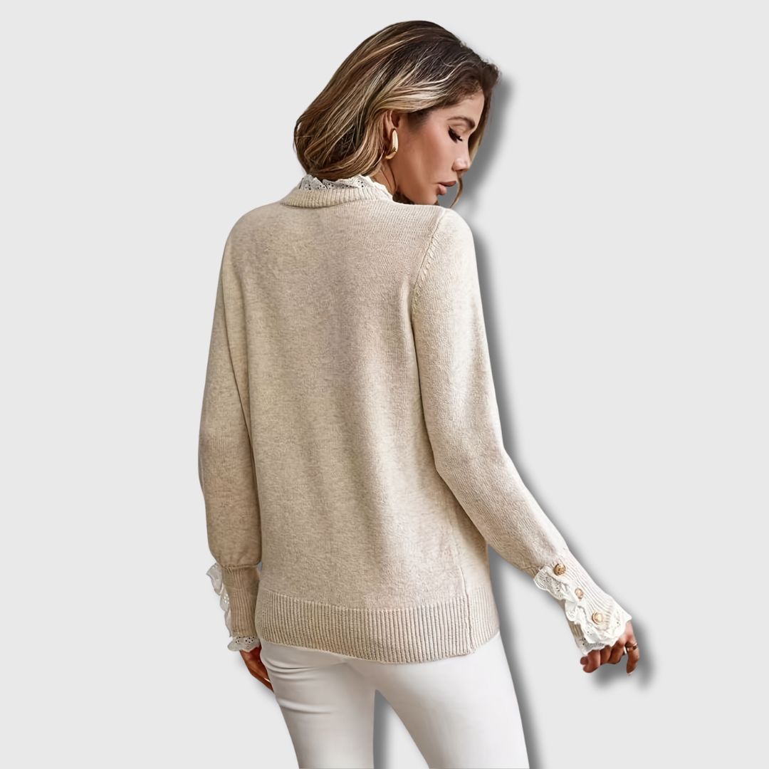 Women's Fine Knit Sweater - Apricot Beige