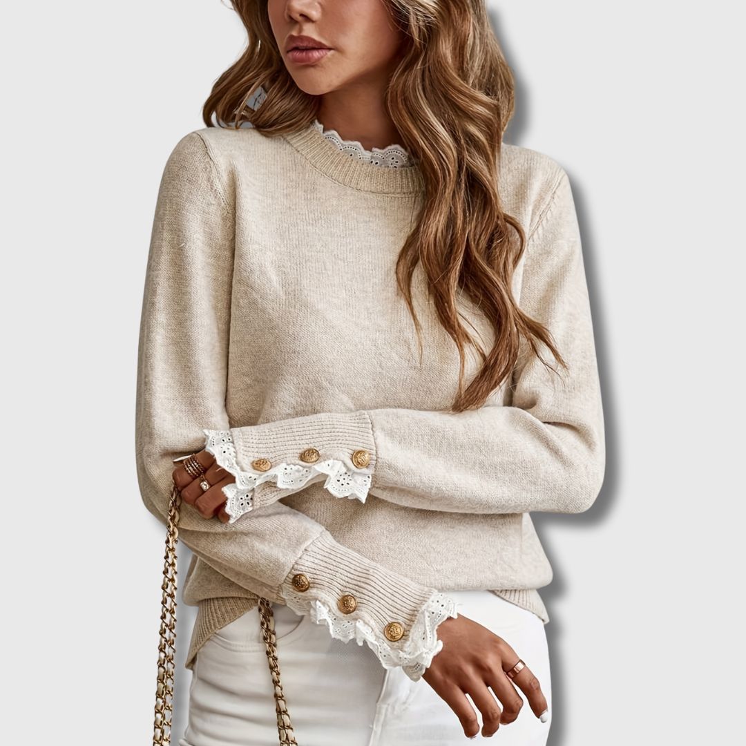 Women's Fine Knit Sweater - Apricot Beige