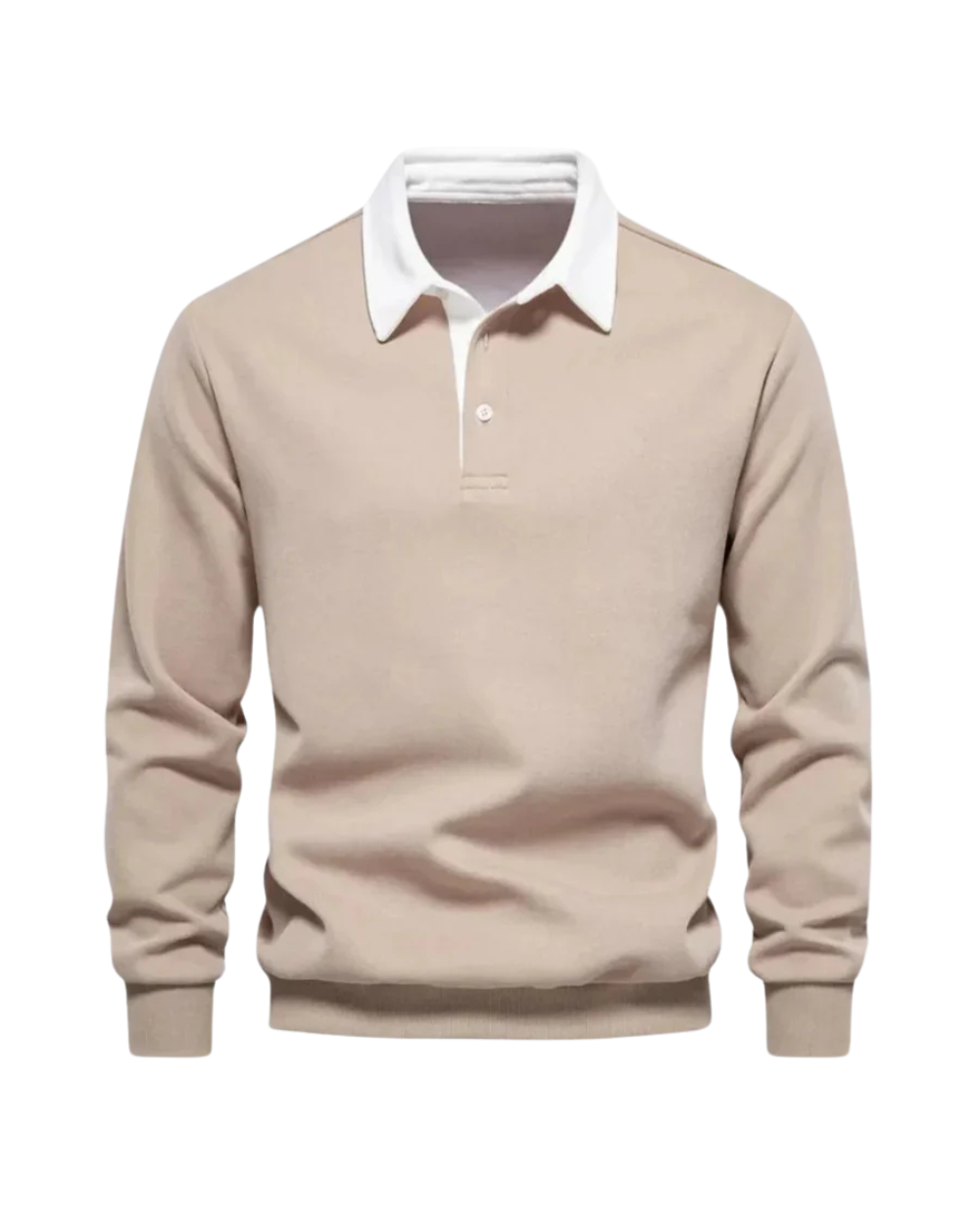 Men's Knit Polo Sweater - Beige