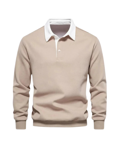 Men's Knit Polo Sweater - Beige