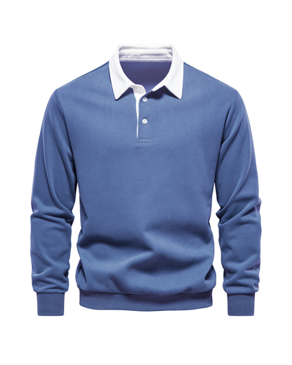 Men's Knit Polo Sweater - Navy Blue