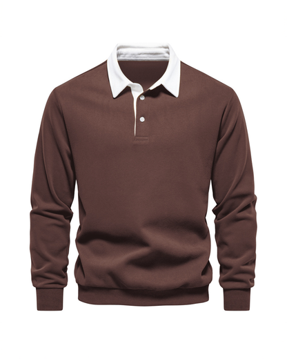 Men's Knit Polo Sweater - Navy Blue