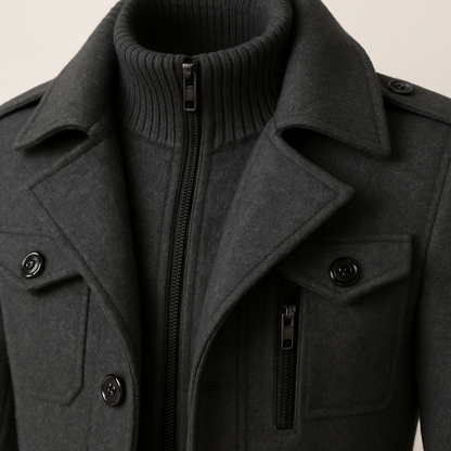 Men's Wool Winter Coat - Black