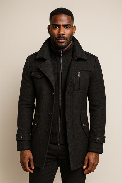 Men's Wool Winter Coat - Brown