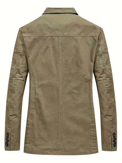 Men's Cotton Lapel Blazer - Khaki