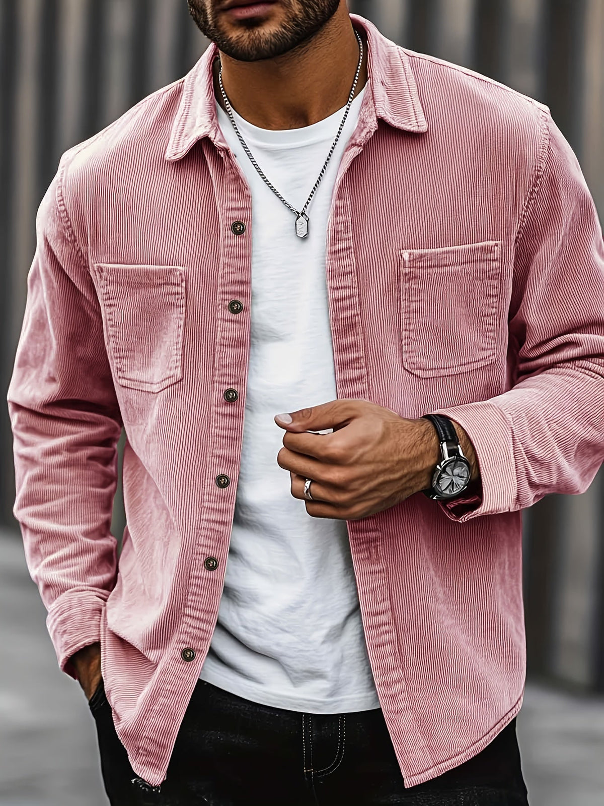 Men's Corduroy Overshirt Jacket - Beige