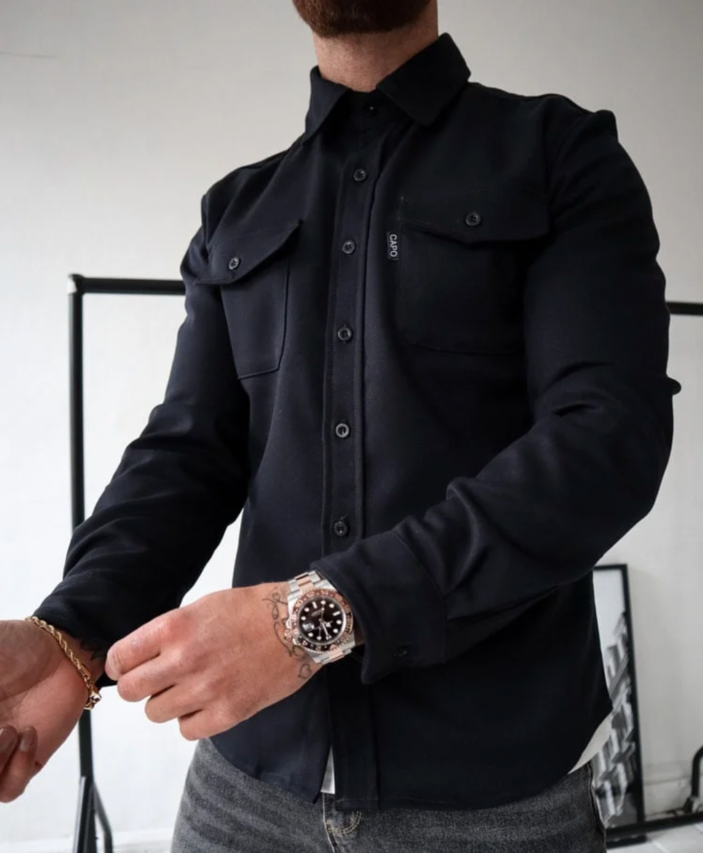 Men's Cotton Shirt Jacket - Khaki