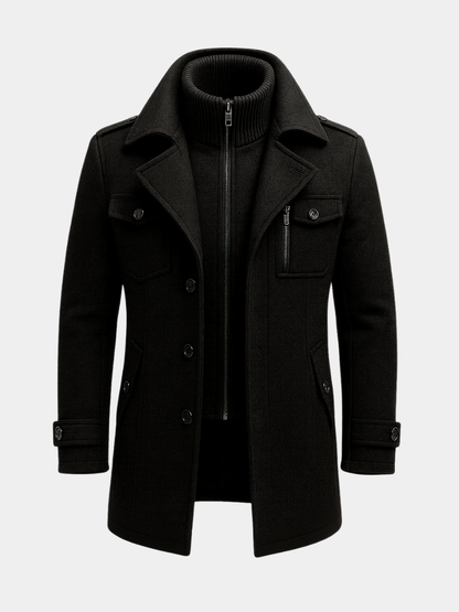 Men's Wool Winter Coat - Black