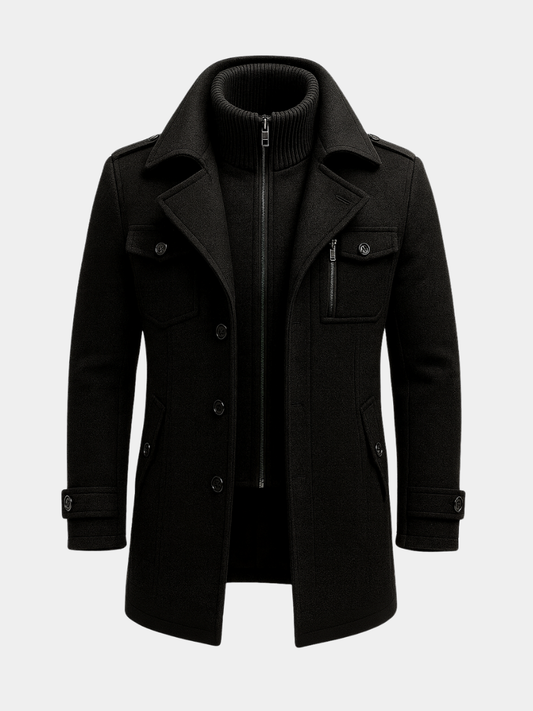 Men's Wool Winter Coat - Black