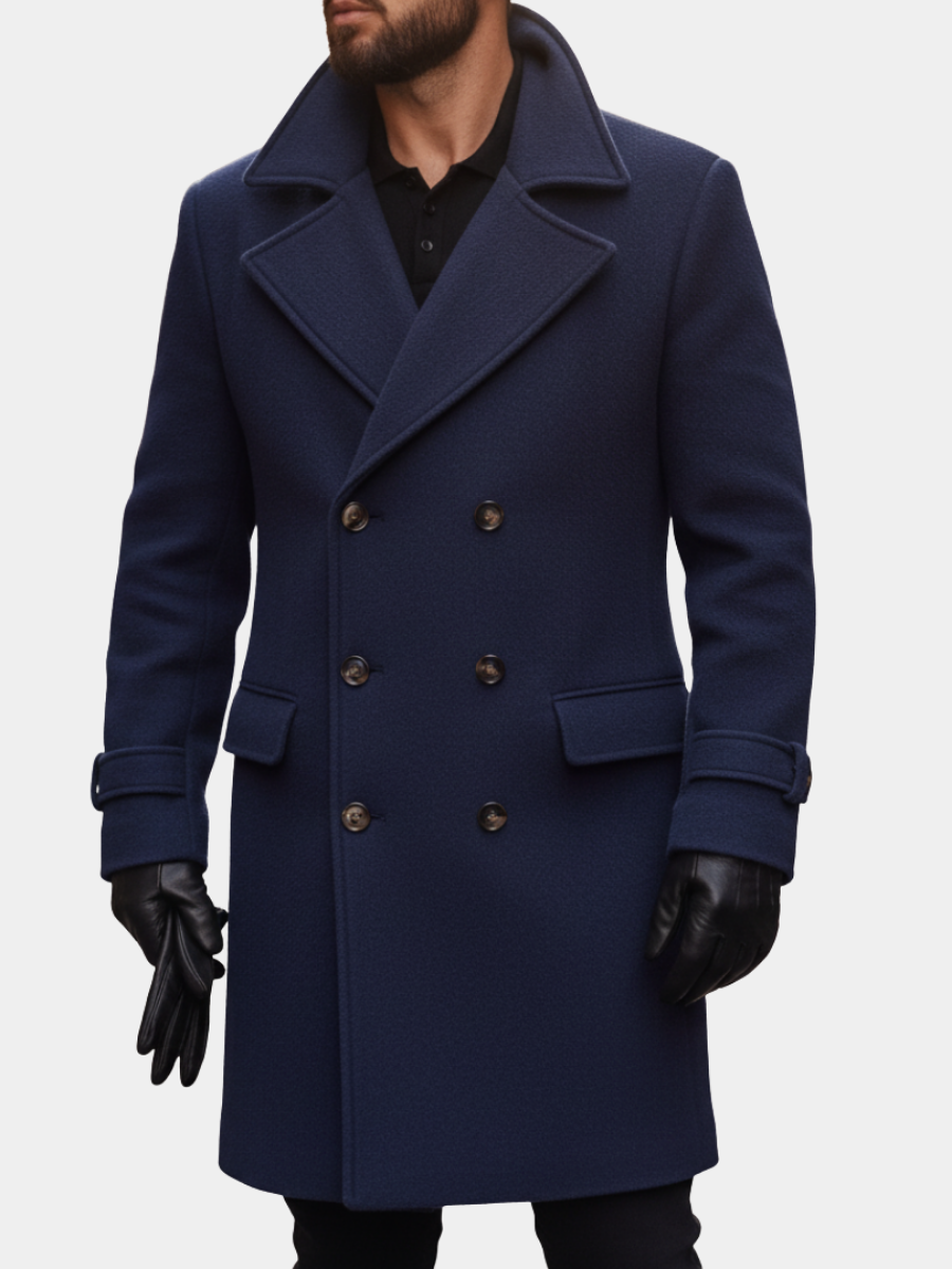 Men's Wool Overcoat - Blue
