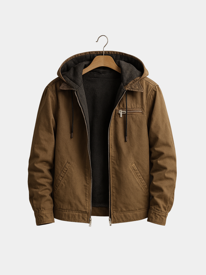 Men's Fleece Lined Denim Jacket - Brown