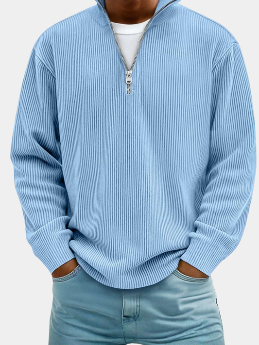 Men's Knit Half Zip Pullover - Blue