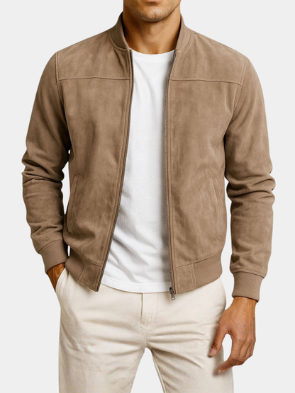 Men's Suede Trucker Jacket - Brown