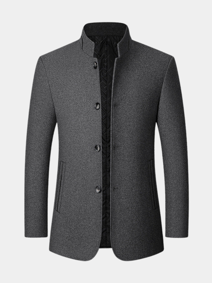 Men's Mid Length Button Coat - Grey