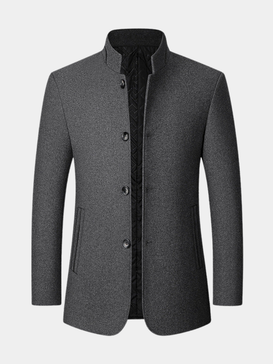 Men's Mid Length Button Coat - Grey