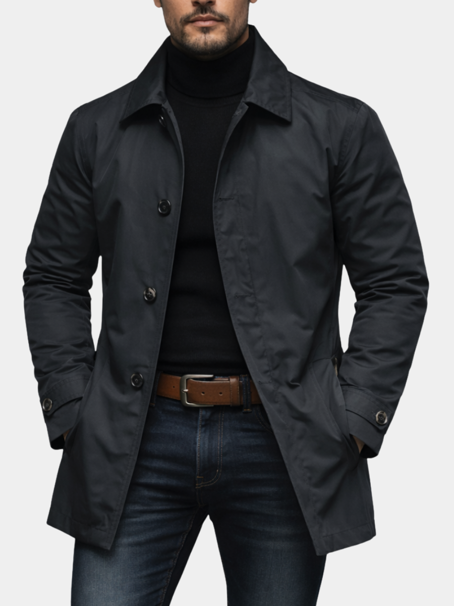Men's Quilted Waterproof Coat - Black