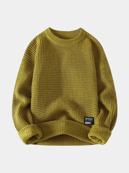 Men's Ribbed Knit Pullover - Olive Green