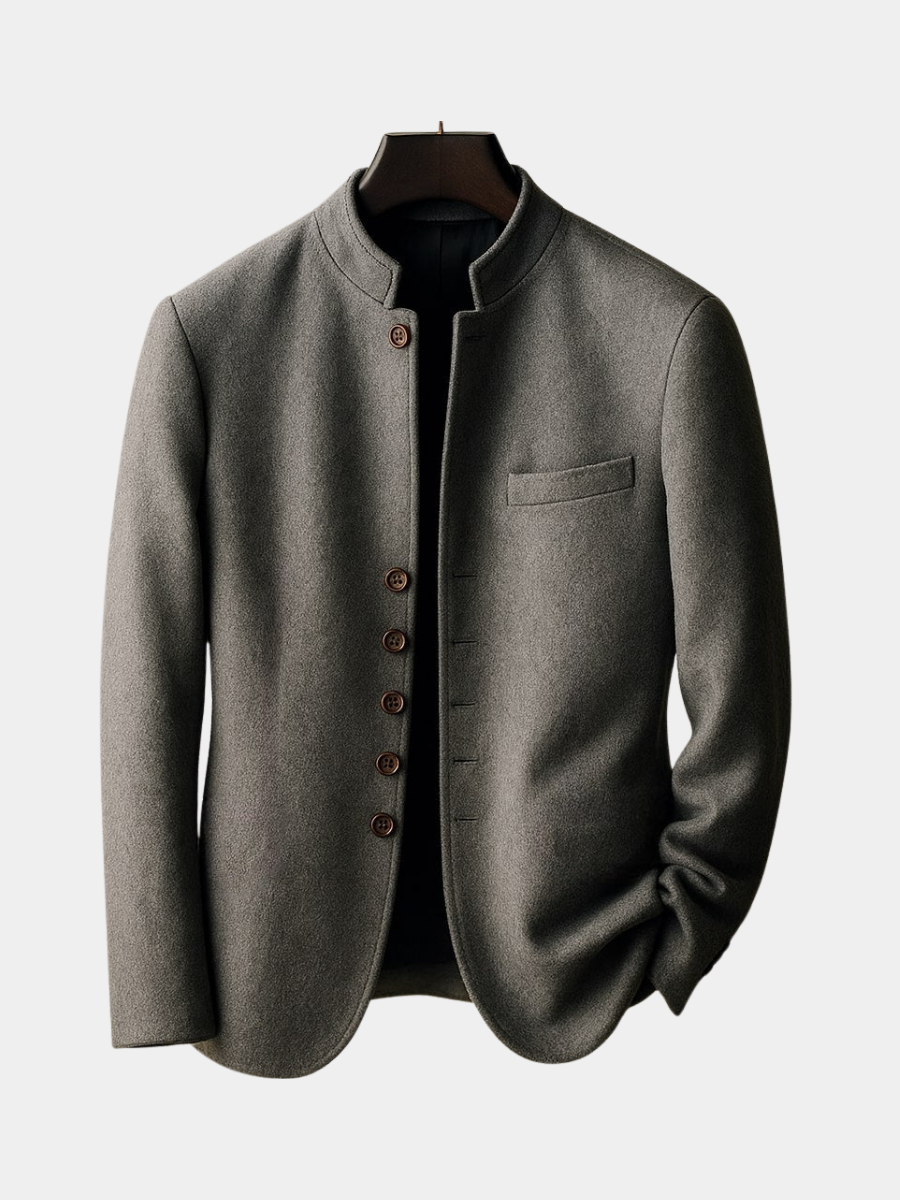 Men's Wool Stand Collar Jacket - Grey
