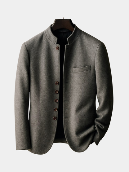 Men's Wool Stand Collar Jacket - Grey