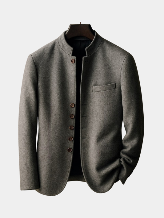 Men's Wool Stand Collar Jacket - Grey