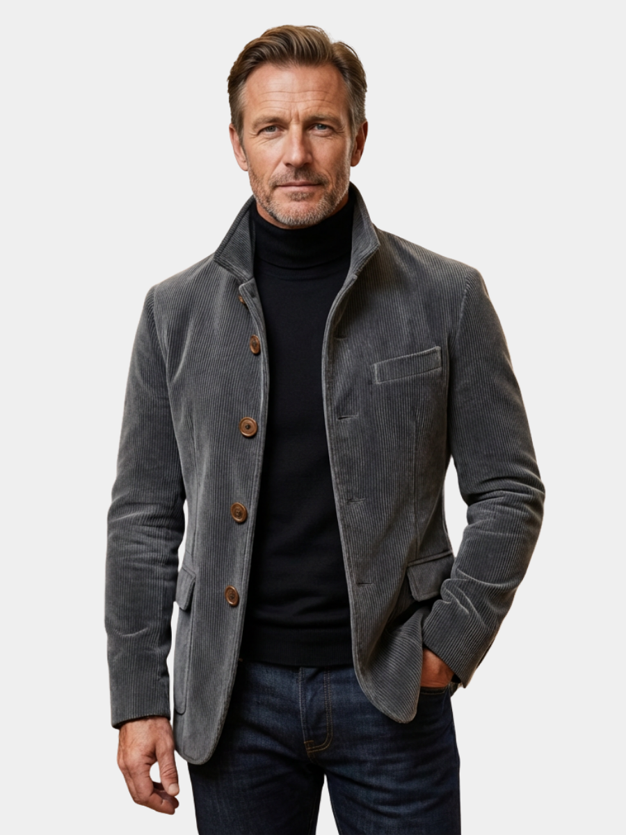 Men's Corduroy Zip Jacket - Grey