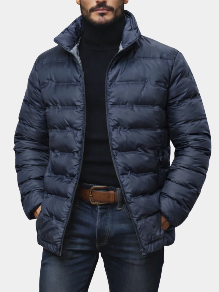 Men's Quilted Down Jacket - Blue