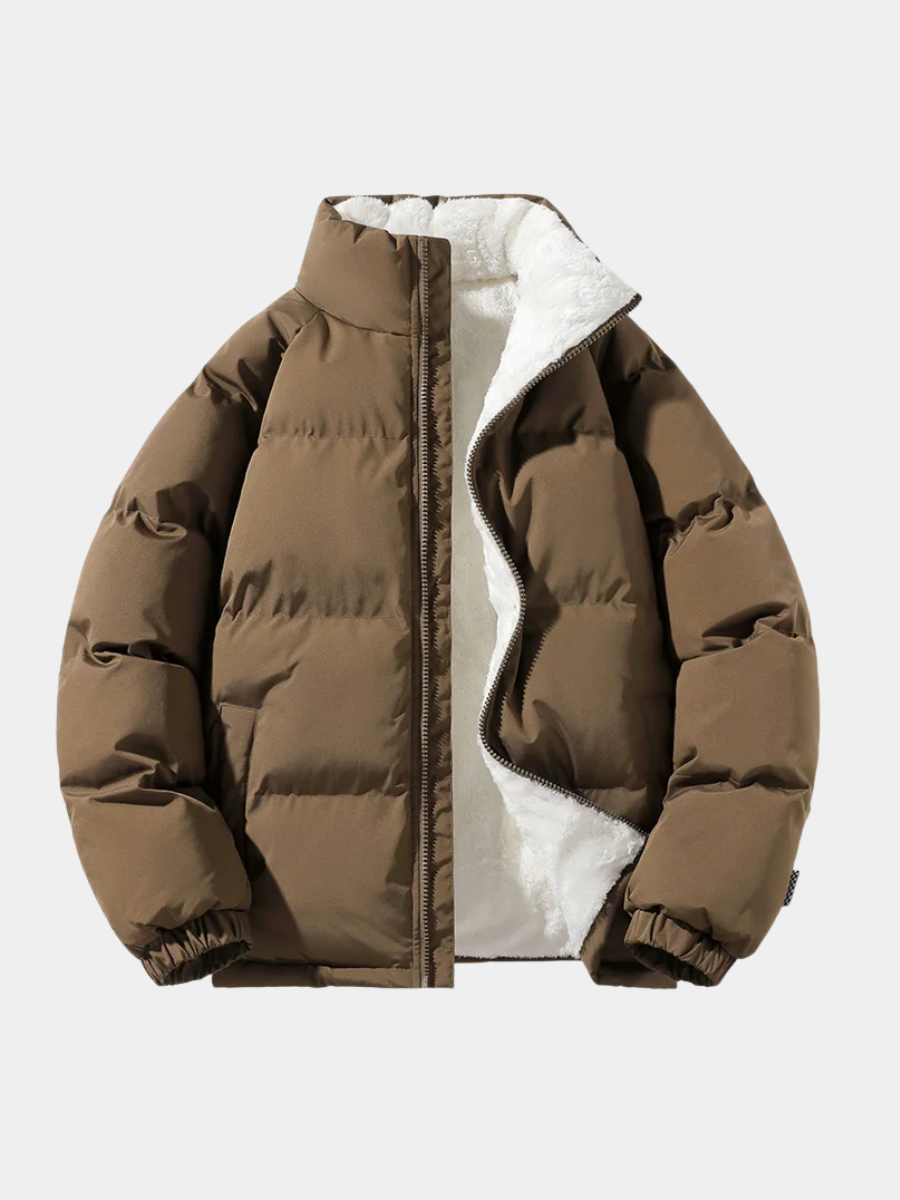 Men's Down Fleece Lined Jacket - Brown