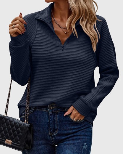 Women's Knit Half Zip Sweater - White