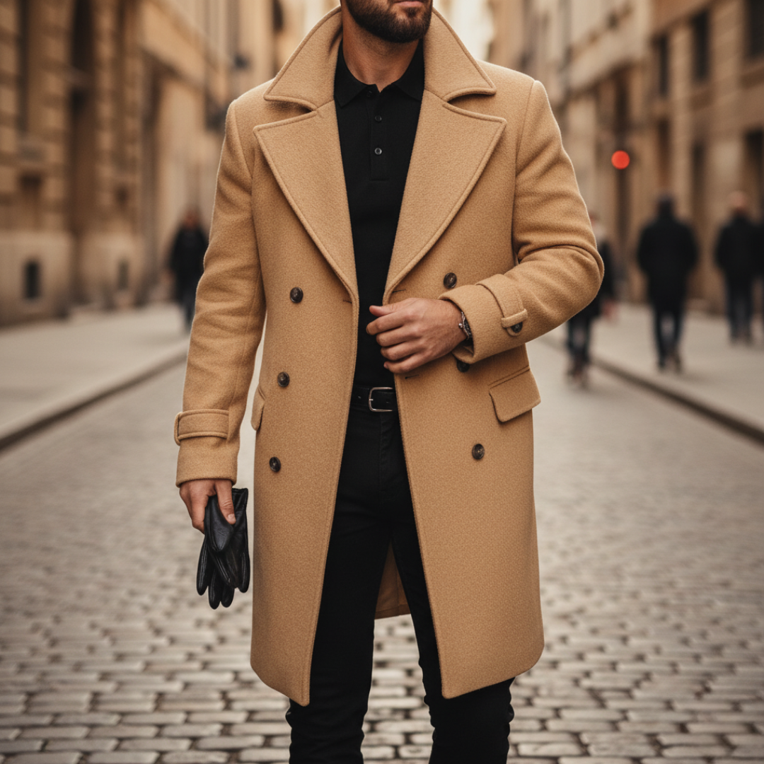 Men's Wool Overcoat - Blue