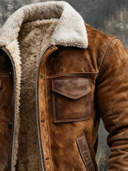 Men's Sherpa Lined Jacket - Brown