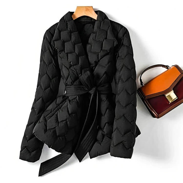 Women's Quilted Down Coat - Amber Orange