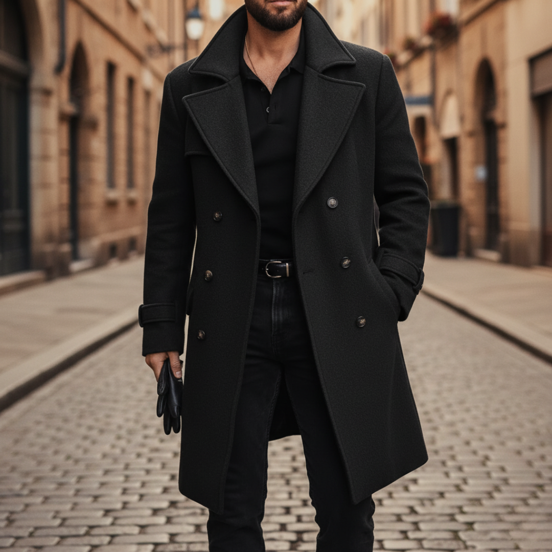 Men's Wool Overcoat - Blue