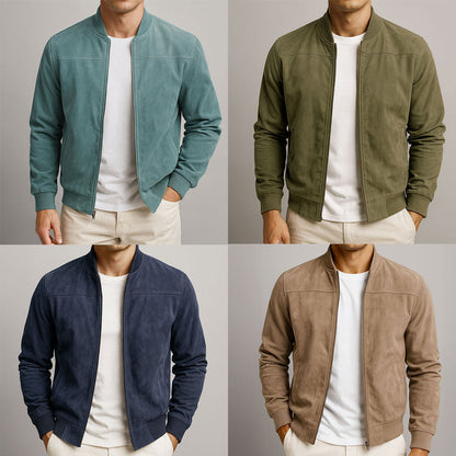Men's Suede Trucker Jacket - Blue